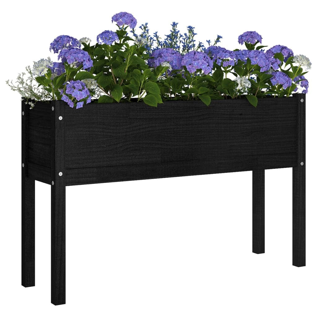 Garden Planters 2 pcs Black 43.3"x12.2"x27.6" Solid Wood Pine LuxuryLifeWay Online Store