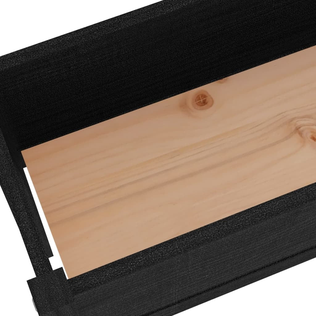 Garden Planters 2 pcs Black 43.3"x12.2"x27.6" Solid Wood Pine LuxuryLifeWay Online Store