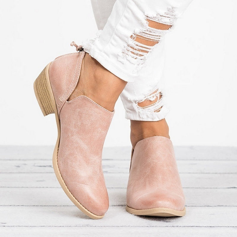 Autumn Women Shoes Retro High Heel Ankle Boots CJD
