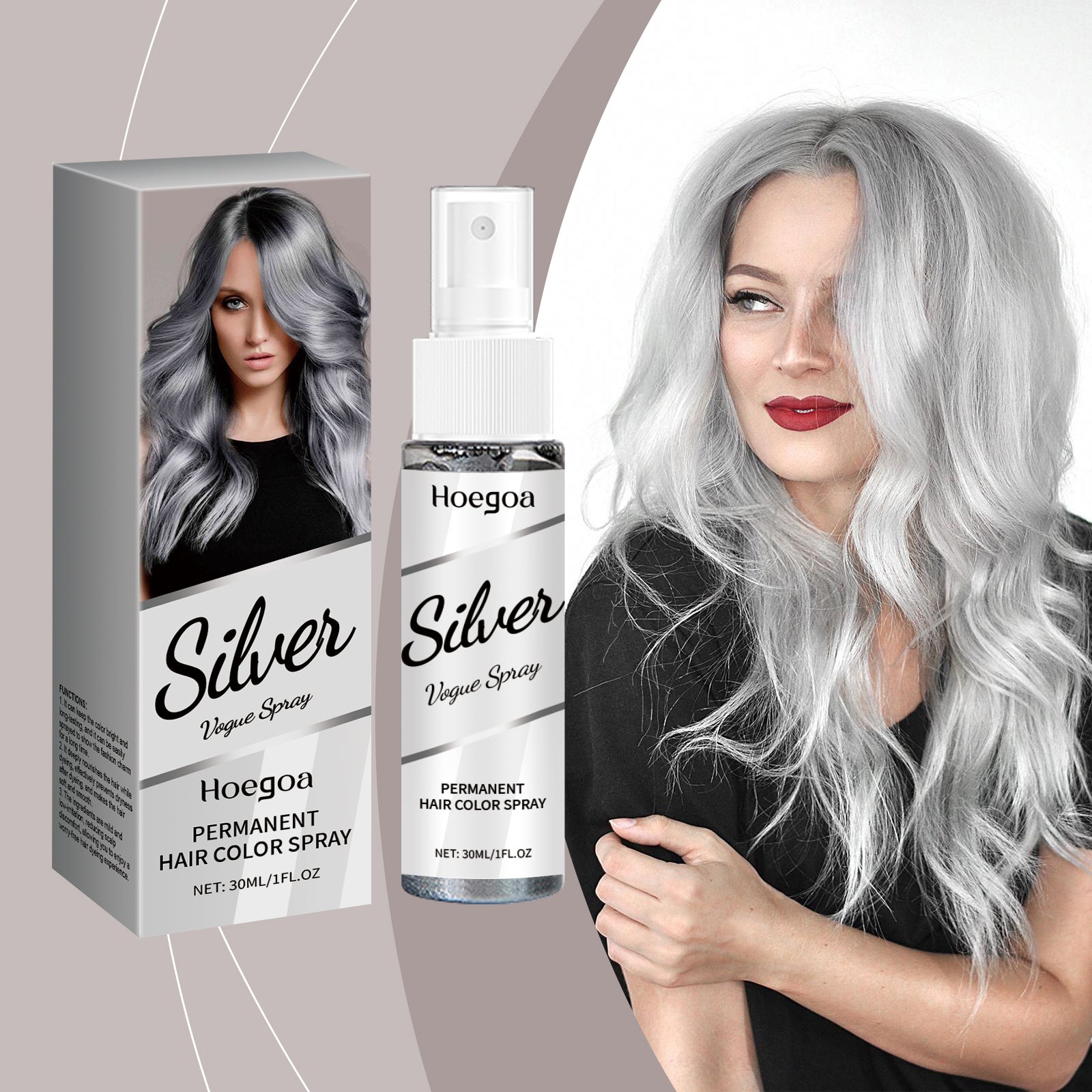 Silver Gray Hair Dye Spray 30ml Tri Light Beauty