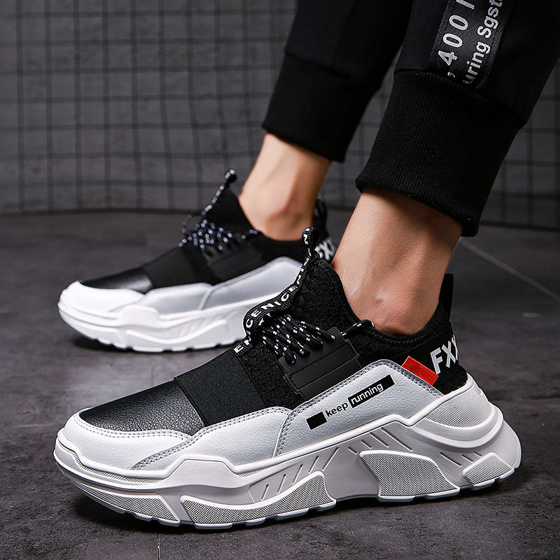 spring new sports shoes low to help men's shoes explosions casual sports breathable running shoes thick with thick men's shoes Best YouTube Store