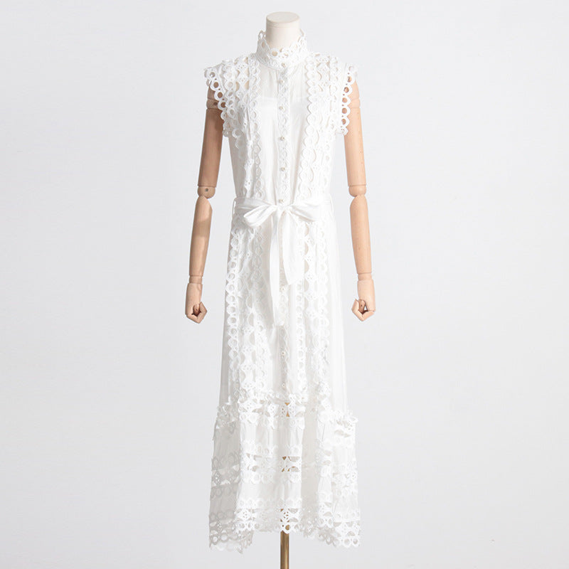 Personality French Embroidery Stitching Dress Women NorixaFashion.com