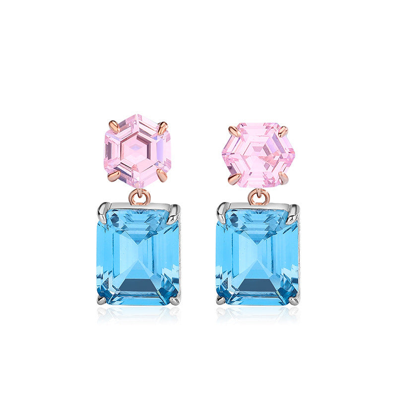 S925 Silver Pagoda Sapphire Earrings LadyShow.Store