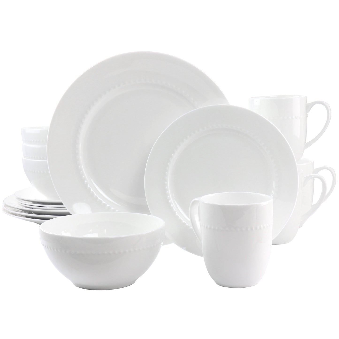 Gibson Elite 16 Piece Embossed Bone China Dinnerware Set in White LuxuryLifeWay Online Store