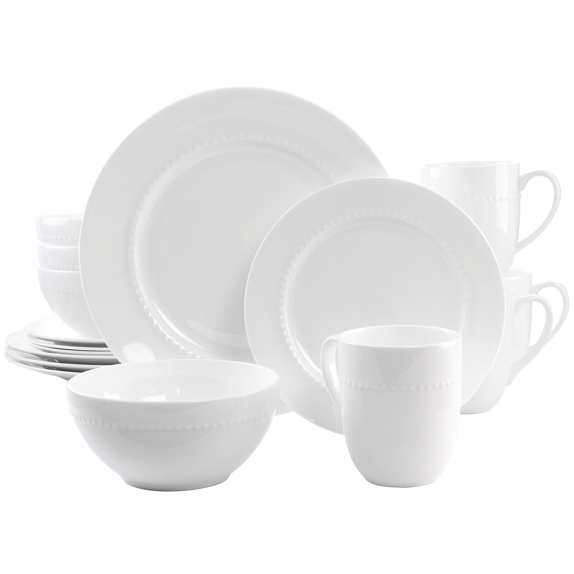 Gibson Elite 16 Piece Embossed Bone China Dinnerware Set in White LuxuryLifeWay Online Store