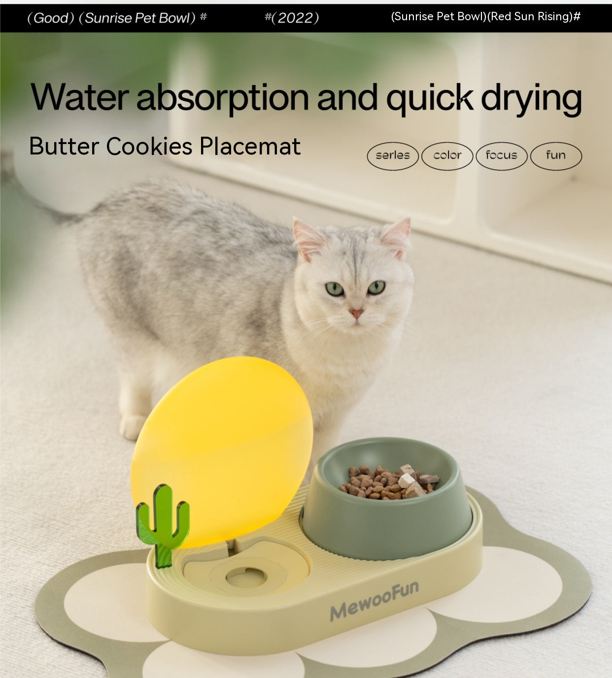 Cat Plastic Drinking Water Rice Basin Double Bowl Pets Fashion