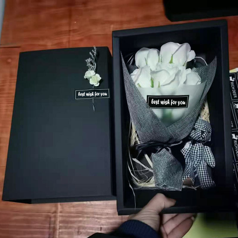 Soap Flower Bear Gift Box Birthday Gift Mother's Day 7 Carnation Valentine's Day Gift Box LuxuryLifeWay Online Store