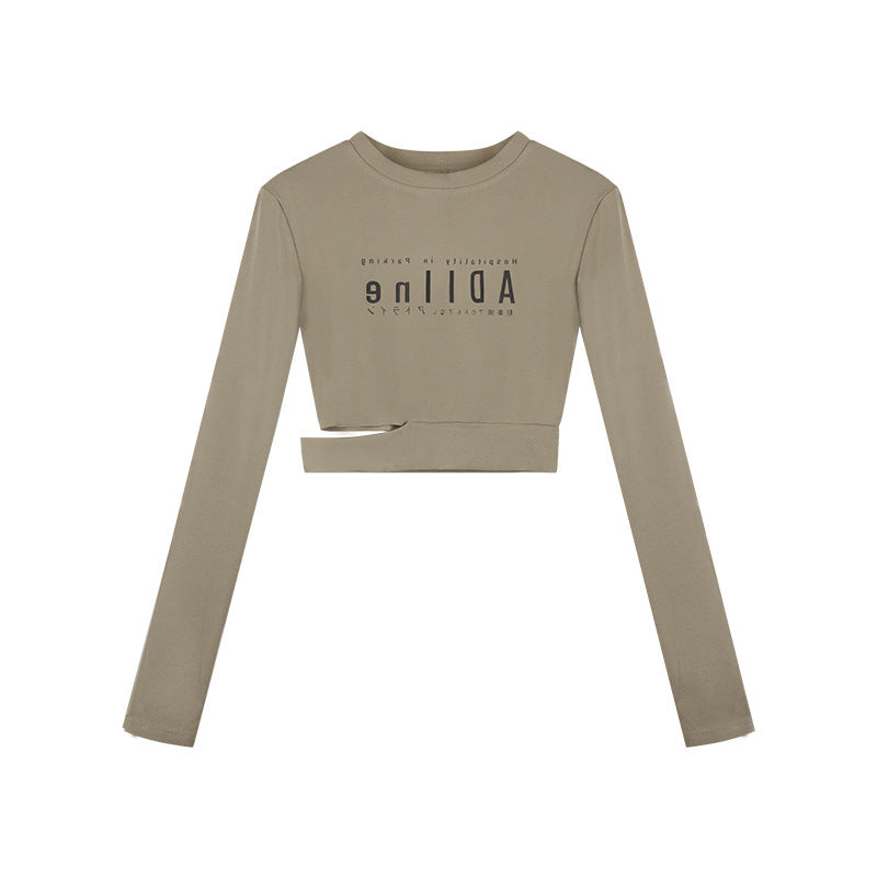 Letter Print Slim Long-Sleeve T-Shirt NorixaFashion.com