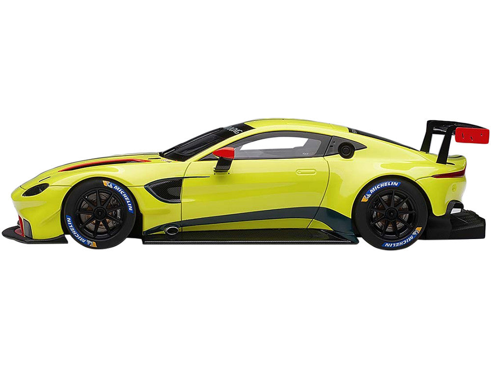 2018 Aston Martin Vantage GTE Le Mans PRO Presentation Car Lemon Green Metallic with Carbon and Red Accents "Aston Martin Racing" 1/18 Model Car by Autoart LuxuryLifeWay Online Store