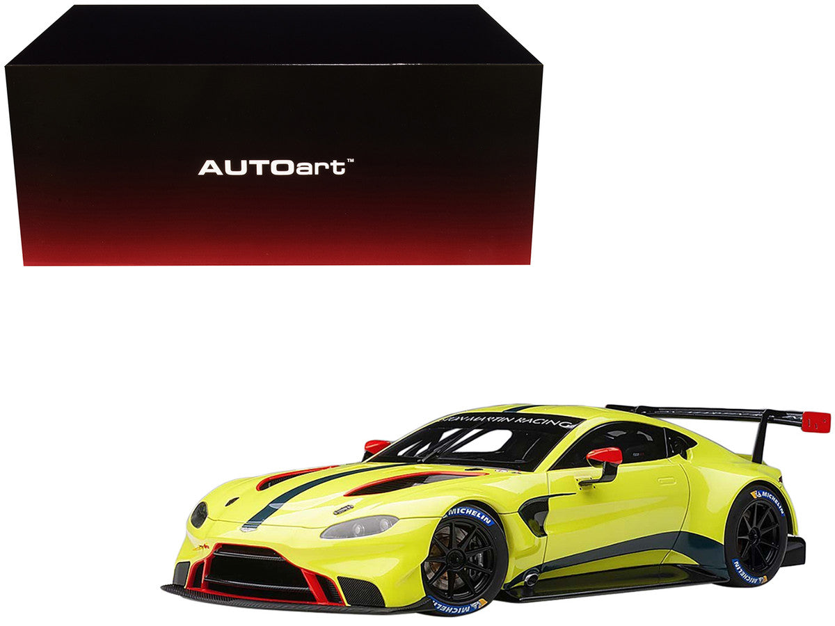 2018 Aston Martin Vantage GTE Le Mans PRO Presentation Car Lemon Green Metallic with Carbon and Red Accents "Aston Martin Racing" 1/18 Model Car by Autoart LuxuryLifeWay Online Store