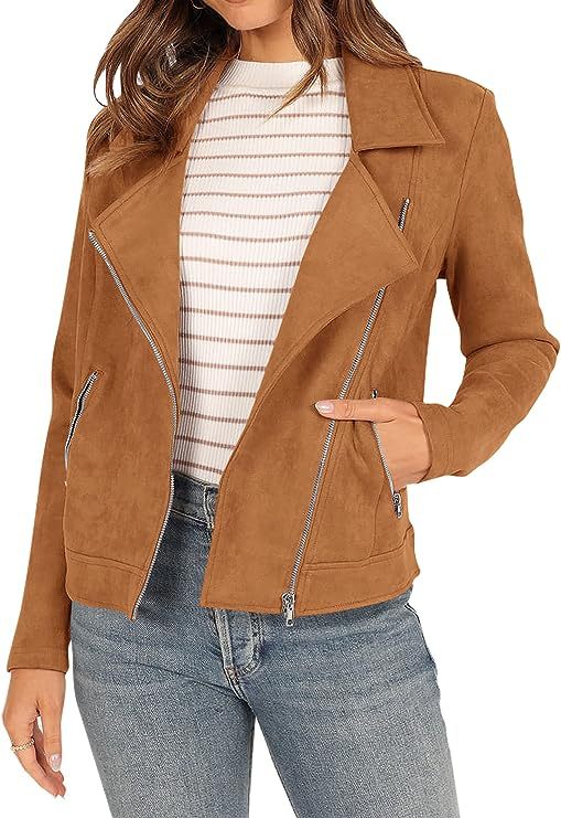 Fashion Deerskin Velvet Motorcycle Jacket Zipper Pocket Short Coat LadyShow.Store
