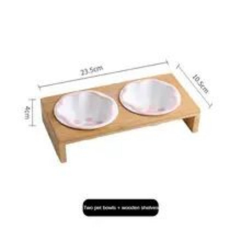 Pet Supplies Bamboo Frame Hand Colored Ceramic Protection For Cervical Vertebrae Eating Drinking Samll Cat And Dog Bowls Pets Fashion