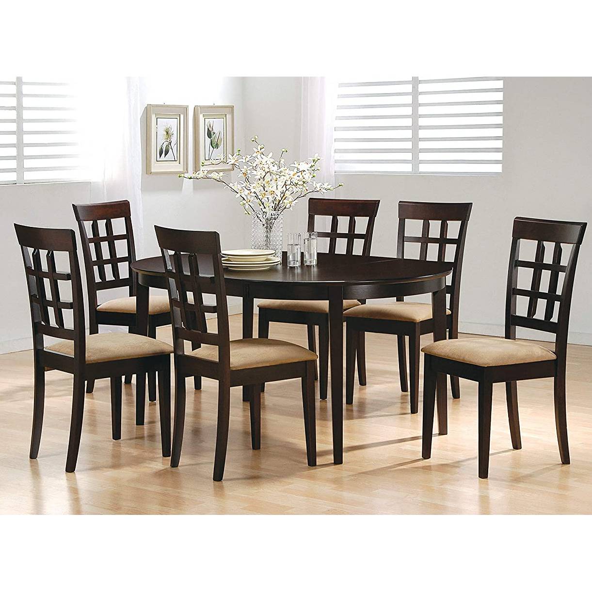 Contemporary Oval Dining Table in Dark Brown Cappuccino Wood Finish LuxuryLifeWay Online Store