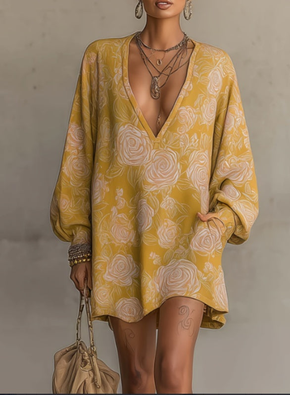 2026 New Relaxed Lantern Sleeve Dress NorixaFashion.com