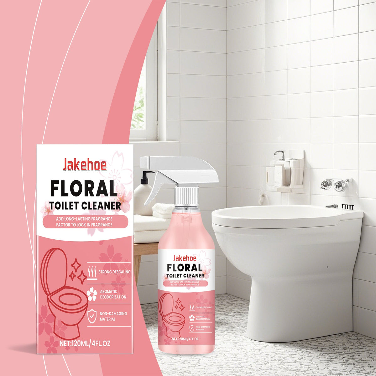 Toilet Cleaner, Floral Fragrance, Toilet Fragrance, Odor Removal, Stain Removal, Floral Fragrance, Toilet Liquid 120ml 1 Box  With 110 Nozzle Tube Length Tri Light Beauty