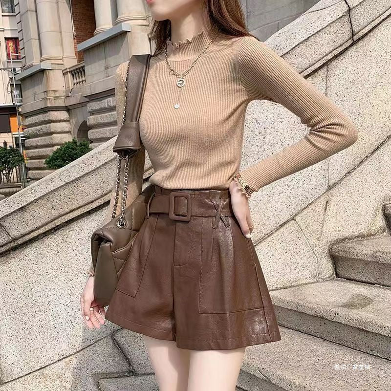 Versatile High-waisted Leather Pants For Women LadyShow.Store