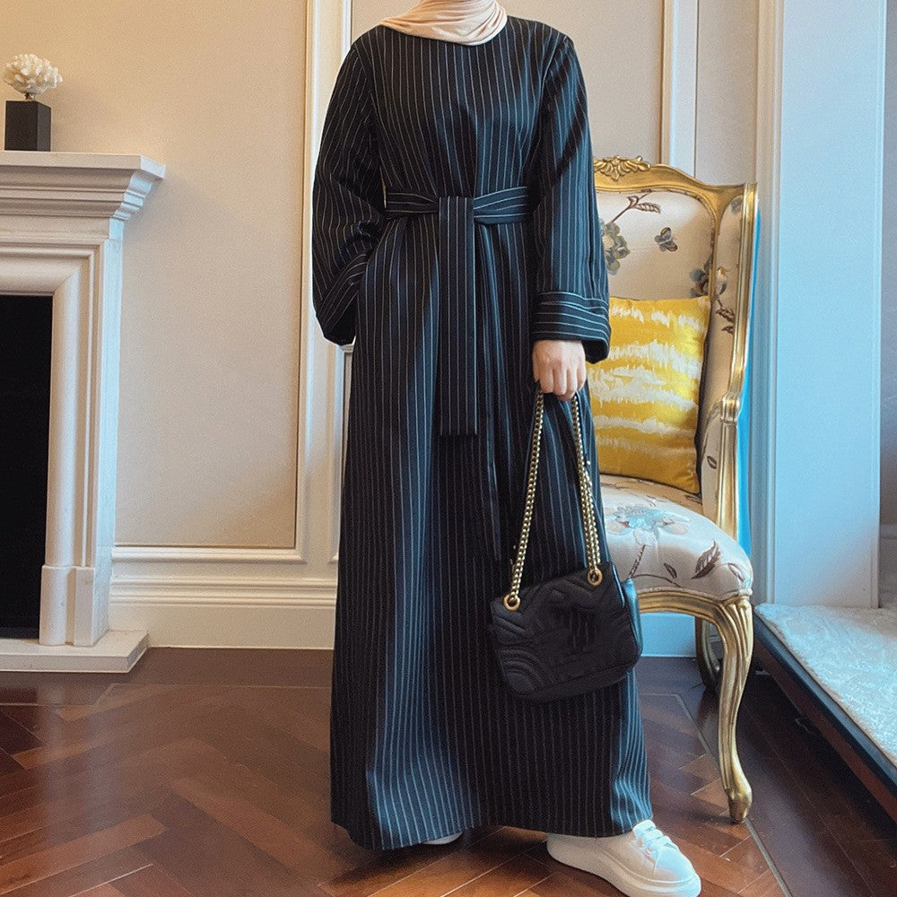 Middle East Stripe Tunneled Dress Women NorixaFashion.com