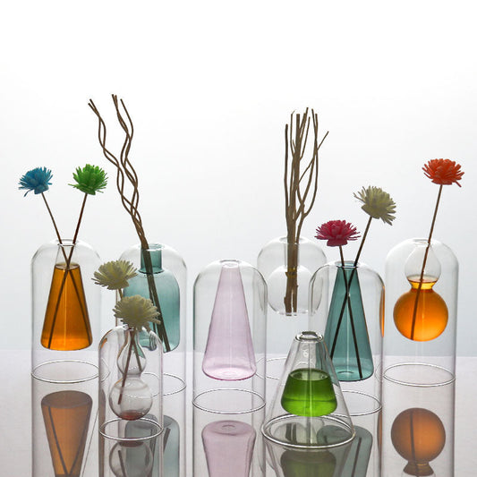 Vases Glass Vase Home Decor Room Decor Modern Wedding Decoration Hydroponic Flower Pot Double Glass Container Crafts Ornament PearlNestDecor.com