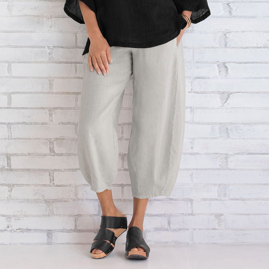 Wide Leg Pants Loose Casual Cotton Linen NorixaFashion.com