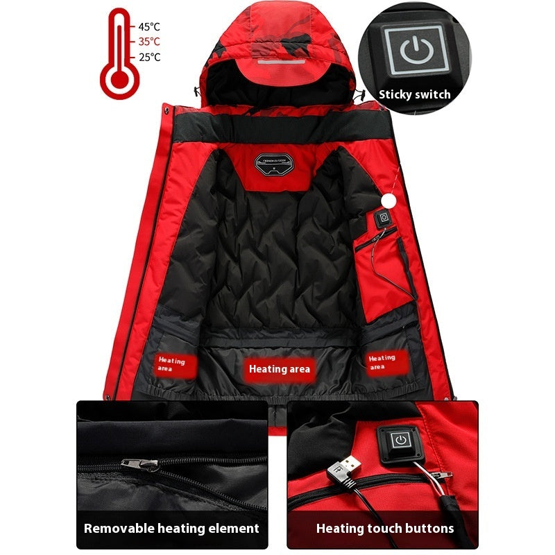 Outdoor Camouflage Heating Shell Jacket Smart USB Heating Cotton-padded Clothes Best YouTube Store