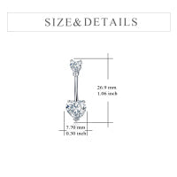 Sterling Silver Sexy Zirconia Heart Pendnt Belly Button Ring Belly Piercing for Women LadyShow.Store