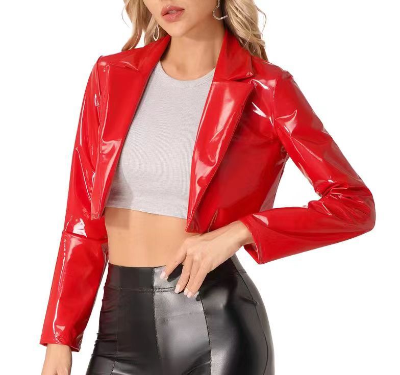 European And American Jacket Short Motorcycle Midriff Outfit Coat LadyShow.Store