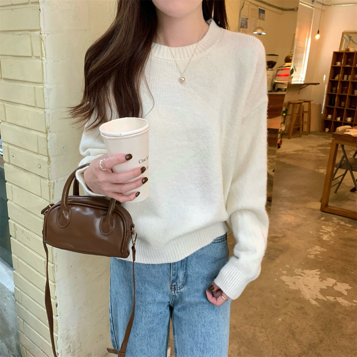 Korean Style Soft Glutinous Loose Candy Color Sweater LadyShow.Store