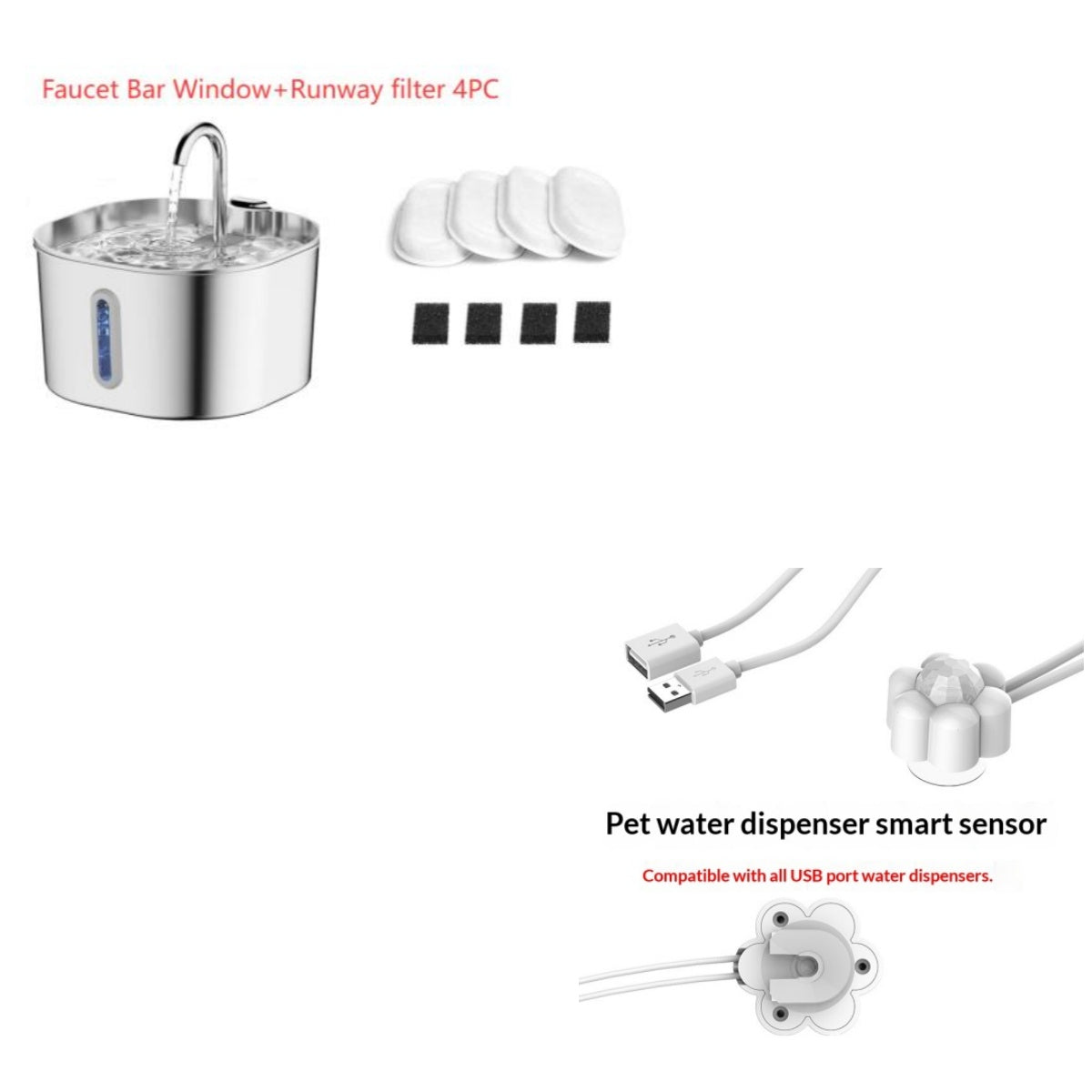 Stainless Steel Smart Pet Water Dispenser Automatic Circulation Large Capacity Pets Fashion