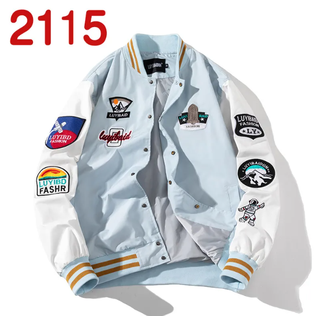Embroidered Color Block Baseball Jacket Best YouTube Store