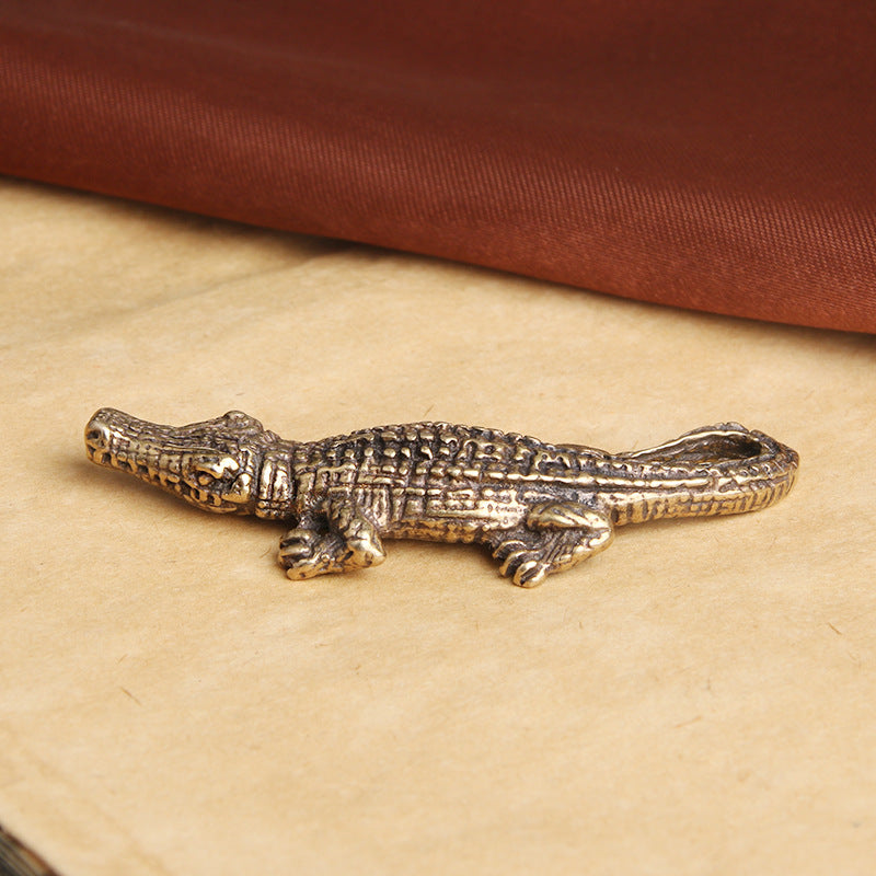 Distressed Solid Brass Alligator Keychain Pendant LadyShow.Store