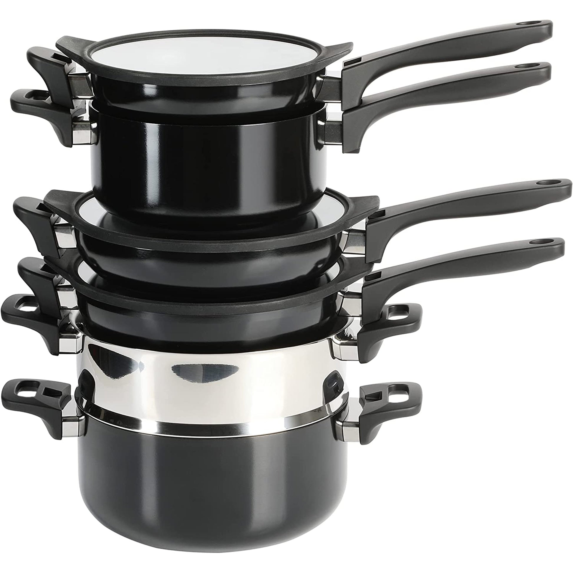 Kenmore Elite Grayson 9 Piece Nonstick Aluminum Stackable Cookware Set in Black LuxuryLifeWay Online Store