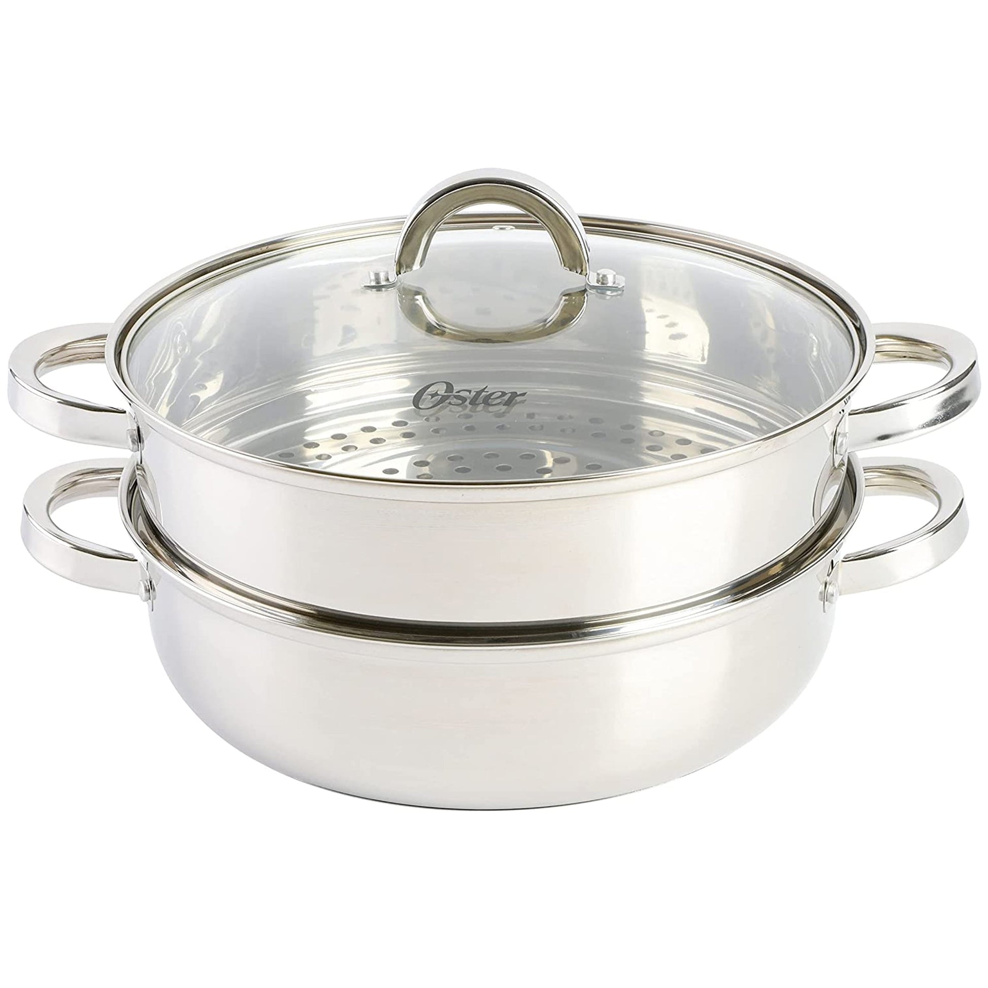 Oster Sangerfield 3 Piece 11 Inch Stainless Steel Everyday Pan with Steamer and Lid LuxuryLifeWay Online Store