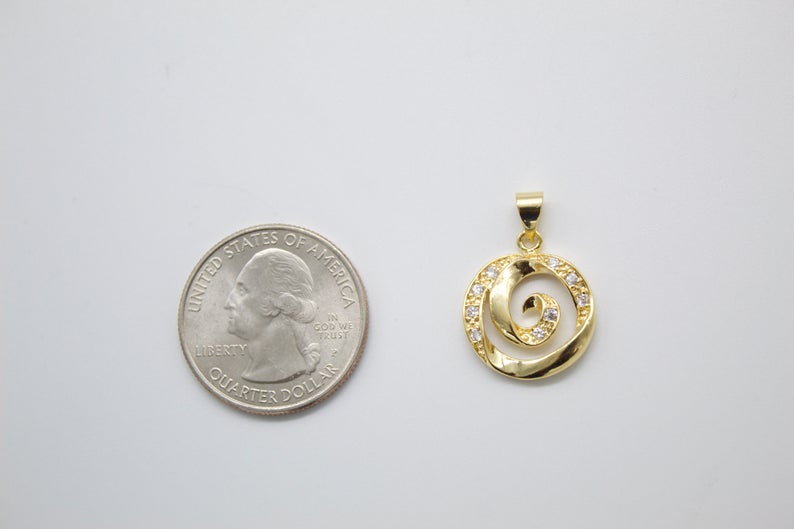 18K Gold Filled Swirl With CZ Cubic Zirconia Stone Pendant LuxuryLifeWay Online Store