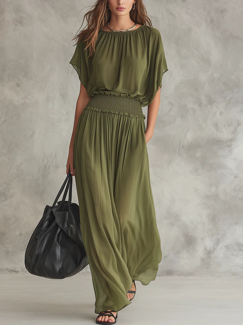 2026 Summer European Style Slim Waist Elegant And Precise Long Dress Set NorixaFashion.com