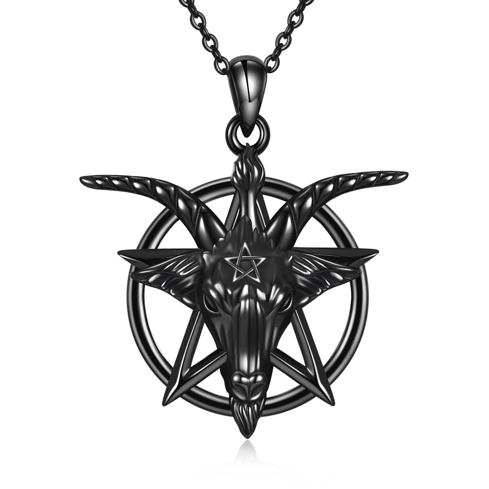 Baphomet Inverted Pentagram Necklace 925 Sterling Silver LadyShow.Store