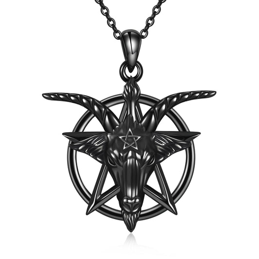 Baphomet Inverted Pentagram Necklace 925 Sterling Silver LadyShow.Store