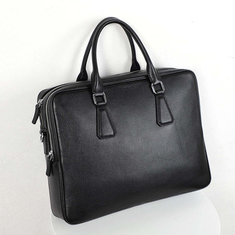 Handbag Men's Leather Briefcase Cowhide Horizontal Large Capacity CJD