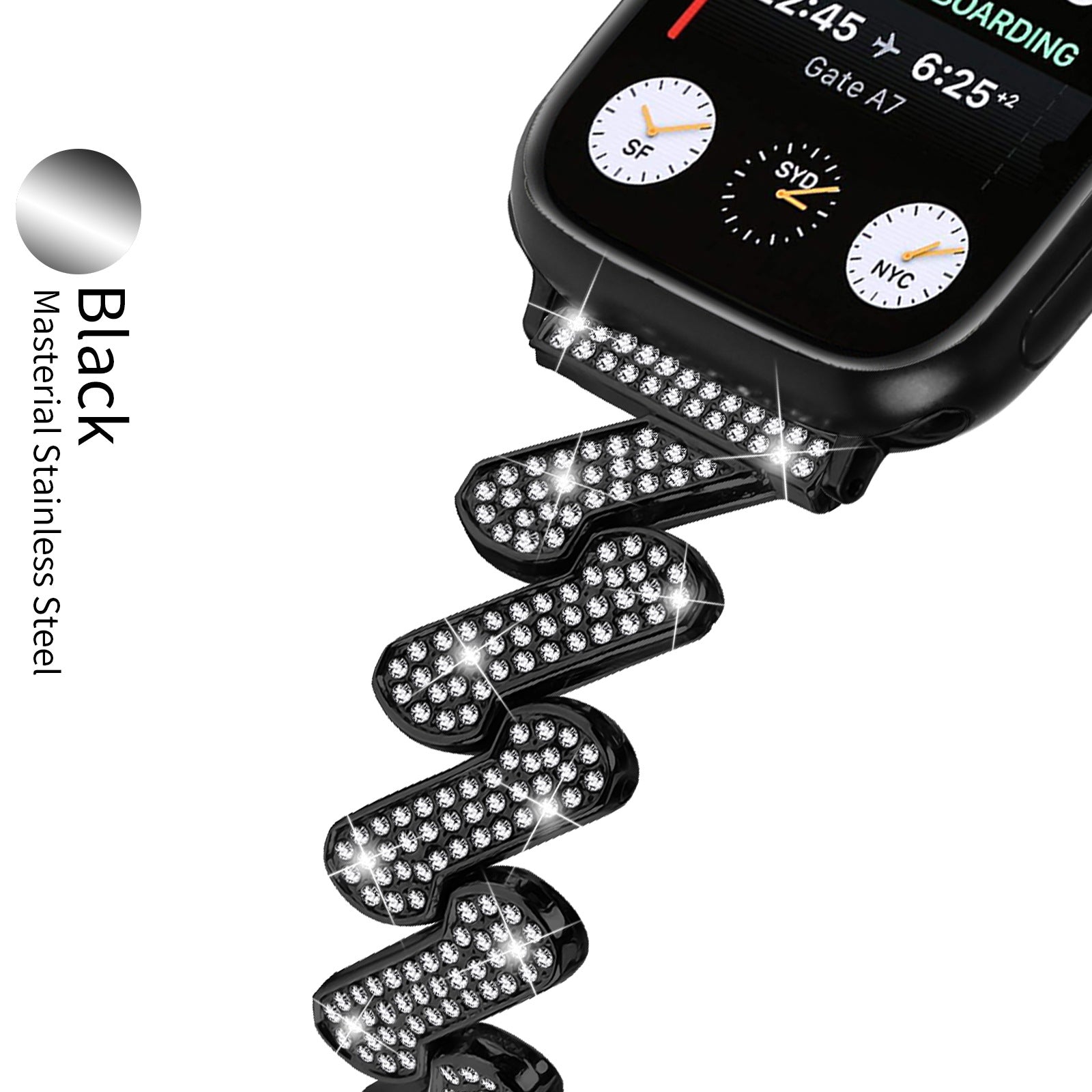 7-word Diamond Alloy Metal Classic Style Watch Band CJD