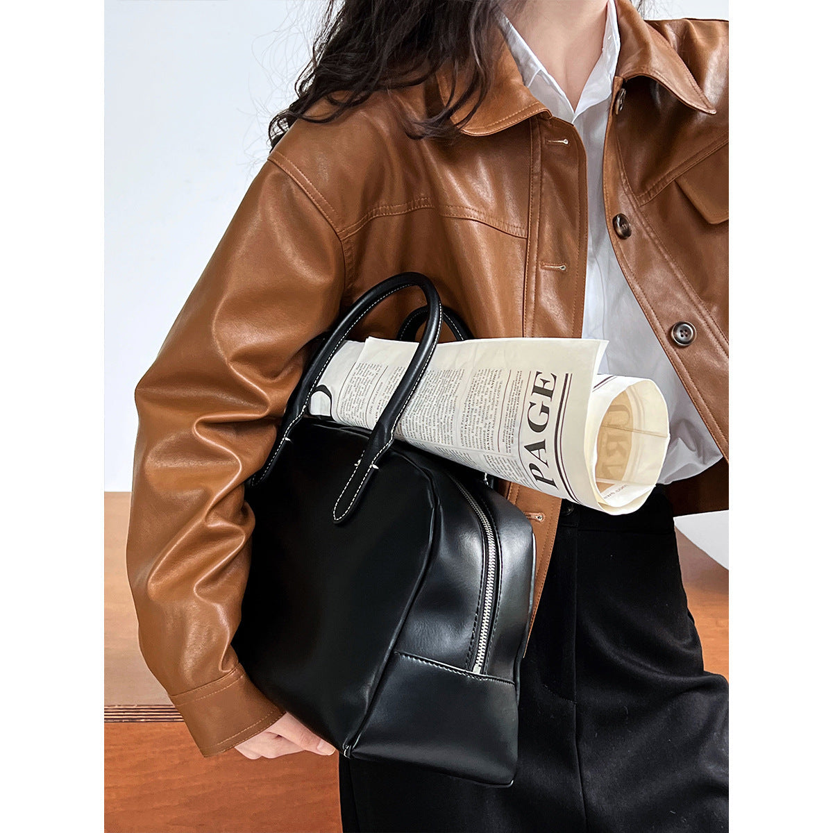 Women's Fall Lapels Motorcycle Short Jacket LadyShow.Store