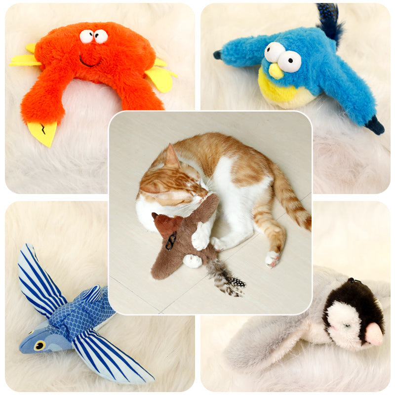 Pet Plush Toy Making Sound Electric Fish Jumping Winged Bird Pets Fashion