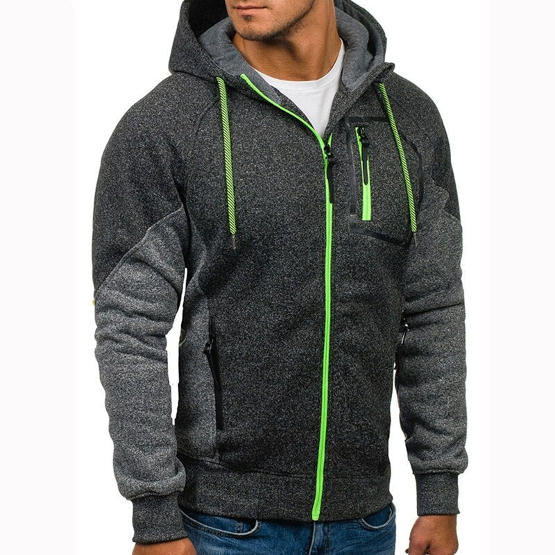 Men's Long Sleeve Hoodie Hoodie Zip Pocket Paneling Jacket