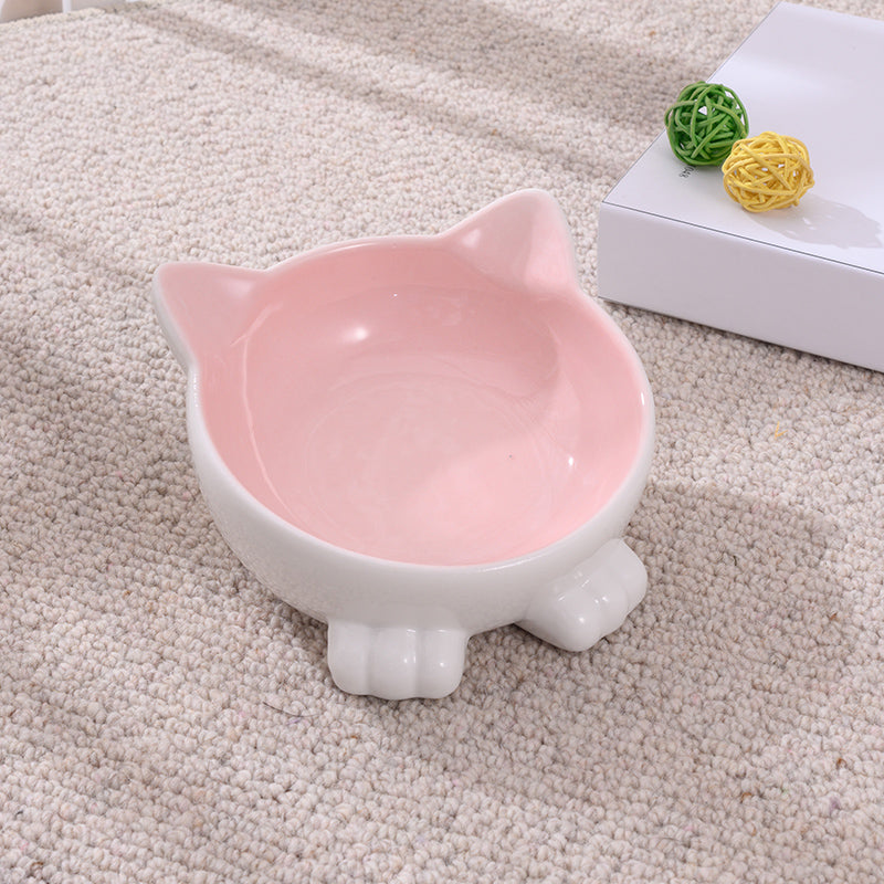 Ceramic Cat Bowl Anti Overturn Slanted Mouth Pets Fashion
