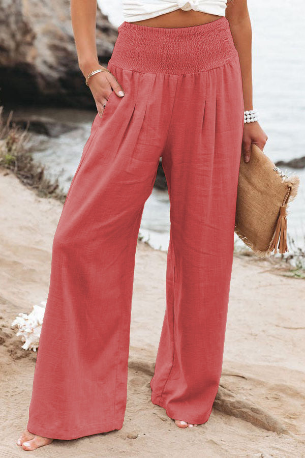 Women's Pants Casual Wide Leg Cotton Linen Loose Trousers NorixaFashion.com