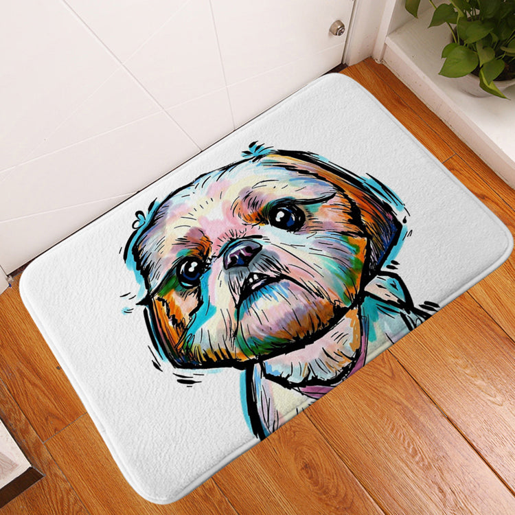 Pet dog flannel floor mat door mat printing foot mat anti-slip mat carpet