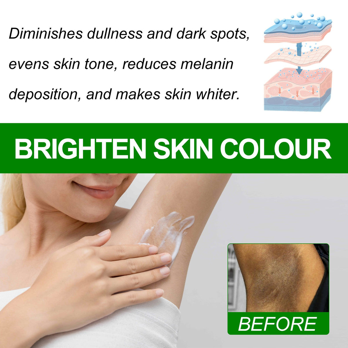 Underarm Brightening Cream 10ml 1 Bottle Tri Light Beauty