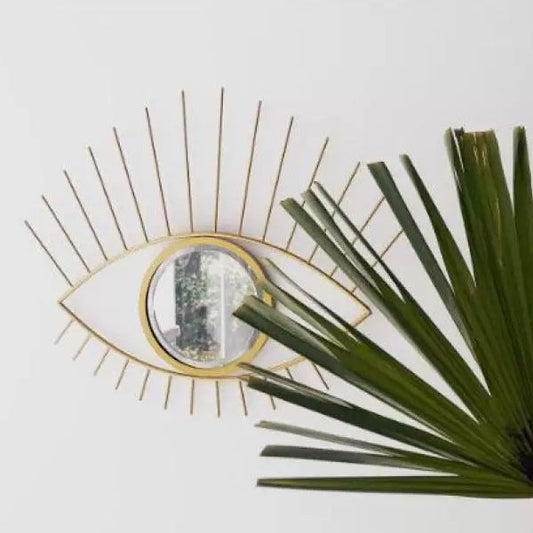 Wall Decor Eye-shaped Hanging Mirror Eyelash Embellishment PearlNestDecor.com