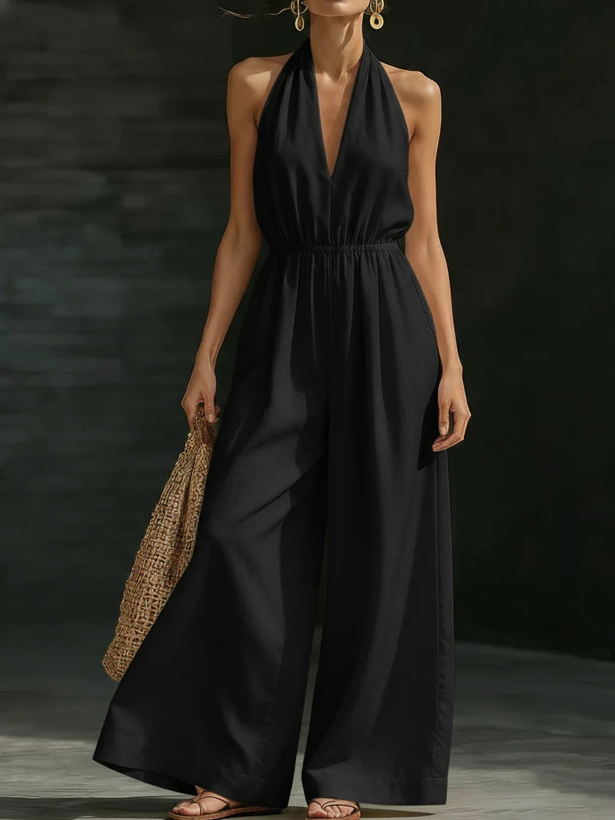 V-neck Halter Neck Jumpsuit For Women LadyShow.Store
