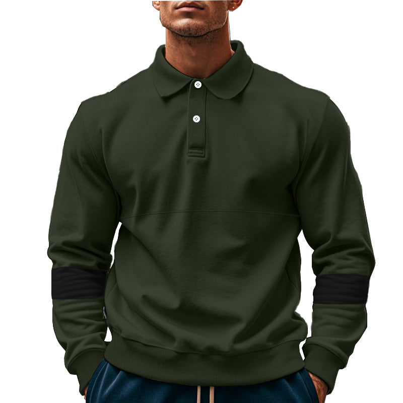 Fashion Long-sleeved Lapel Polo Shirt With Button Men's Loose Casual Sports Top Fall Spring Clothing LadyShow.Store