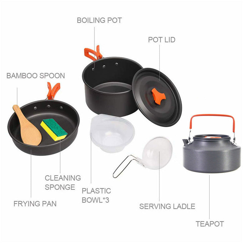Portable kettle combination tableware outdoor camping pot PearlNestDecor.com