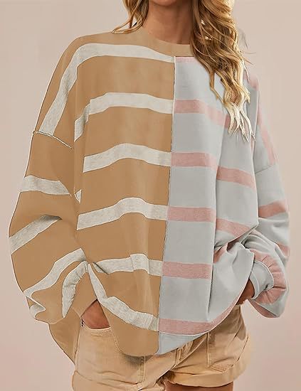 Striped Knitted Long-sleeved Sweater For Women NorixaFashion.com